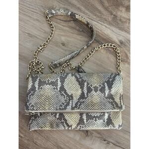 Kelly Wynne Tan Cream Snake Crossbody Gold Chain Bag